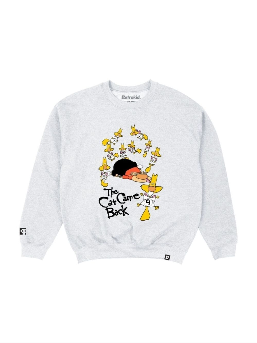 XL • Retrokid • 'The Cat Came Back' Light Ash Gray Graphic Crewneck - Unisex